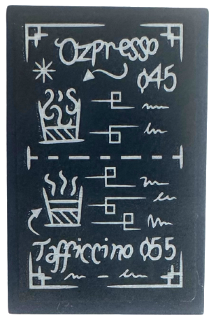 Lego Tile 2 x 3 with Menu with White 'Ozpresso 045' and 'Tafficcino 055' Pattern (Sticker) - Set 75684