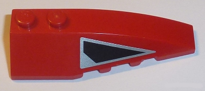 Lego Wedge 6 x 2 Right with Black and Silver Air Inlet Pattern (Sticker) - Set 8108 / Red