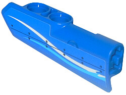 Lego Technic, Panel Fairing #22 Very Small Smooth, Side A with White and Blue Curved Stripes and Rivets Pattern (Sticker) - Set 42025 / Blue