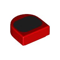Lego Tile Round 1 x 1 Half Circle with Black Rounded Oval Print