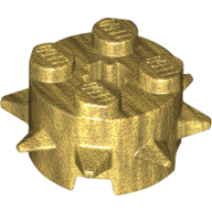 Lego Brick Round 2 x 2 Special with Spikes / Pearl Gold