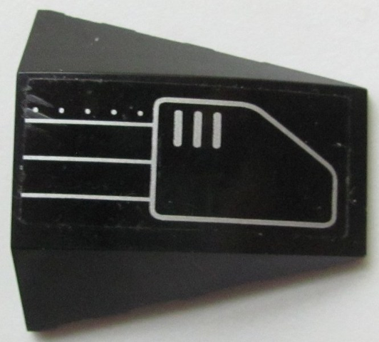 Lego Wedge 4 x 4 Triple Curved No Studs with Silver 3 Lines, 5 Dots and Vent Pattern Model Left Side (Sticker) - Set 7709