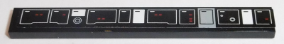 Lego Tile 1 x 8 with Gray, Black and White Hatches with Red Buttons Pattern (Sticker) - Set 75190 / Black