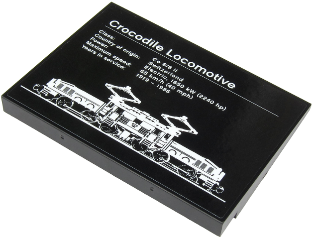 Lego Slope 10 6 x 8 with Crocodile Locomotive Data Pattern (Sticker) - Set 10277 / Black