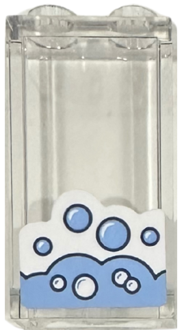 Lego Panel 1 x 2 x 3 with Side Supports - Hollow Studs with White and Bright Light Blue Soap Bubbles Pattern (Sticker) - Set 42670