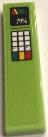 Lego Tile 1 x 4 with White Keypad and Red, Yellow and Green '79%' Battery Power Indicator Pattern (Sticker) - Set 60132