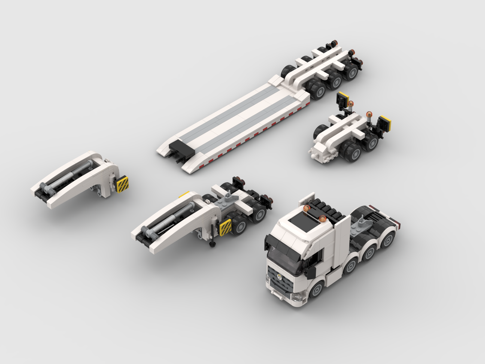 Lego Mini benz truck with lowboy trailer