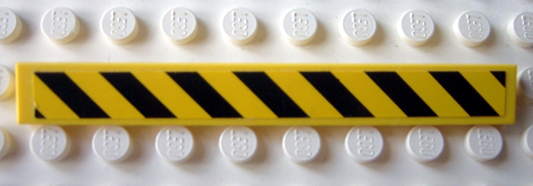 Lego Tile 1 x 8 with Black and Yellow Danger Stripes Pattern 1 (Sticker) - Set 7905 / Yellow