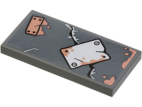 Lego Tile 2 x 4 with Scratches and Worn Plates Pattern (Sticker) - Set 21310 / Dark Bluish Gray