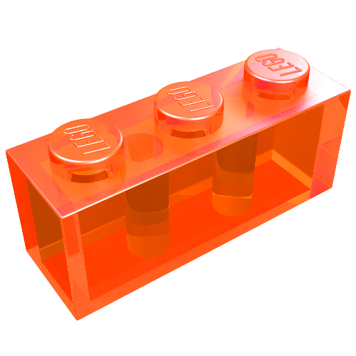 Lego Brick 1 x 3 / Trans-Neon Orange