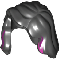 Lego Hair Mid-Length with Part over Front of Right Shoulder and Magenta Highlights Print