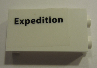 Lego Panel 1 x 2 x 3 with Side Supports - Hollow Studs with 'Expedition' Pattern Model Right Side (Sticker) - Set 10231 / White