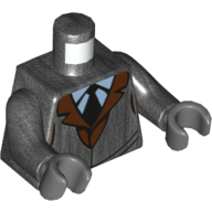 Lego Torso Jacket with Brown Undercoat, Light Blue Shirt, Black Tie Print, Pearl Titanium Arms, Dark Bluish Gray Hands / Pearl Titanium