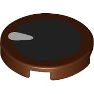 Lego Tile Round 2 x 2 with Black Eye Print / Reddish Brown