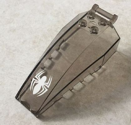 Lego Windscreen 8 x 4 x 2 with 4 Studs and Bar Handle with White Spider Pattern (Sticker) - Set 76016