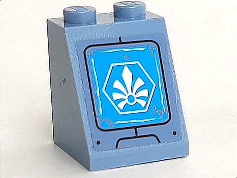 Lego Slope 65 2 x 2 x 2 with Bottom Tube with White Chima Logo in Hexagon Pattern Model Left Side (Sticker) - Set 70131 / Sand Blue