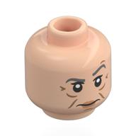 Lego Minifig Head Violet Crawley, Dark Bluish Grey Eyebrows, Wrinkles, Stern / Raised Eyebrow / Light Nougat