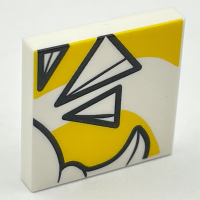 Lego Tile 2 x 2 with White Triangles and Yellow Background Print