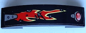 Lego Slope, Curved 4 x 1 x 2/3 Double with Taillight, Bright Light Yellow and Red Flames Pattern Model Left Side (Sticker) - Set 70421