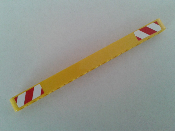 Lego Technic, Liftarm Thick 1 x 13 with Red and White Danger Stripes Pattern on Both Ends (Stickers) - Set 8053