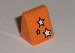 Lego Slope 30 1 x 1 x 2/3 with White Stars with Black Outlines Pattern Model Left Side (Sticker) - Set 8193