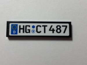Lego Tile 1 x 4 with 'HG CT 487' on White Background Pattern (Sticker) - Set 10242 / Black