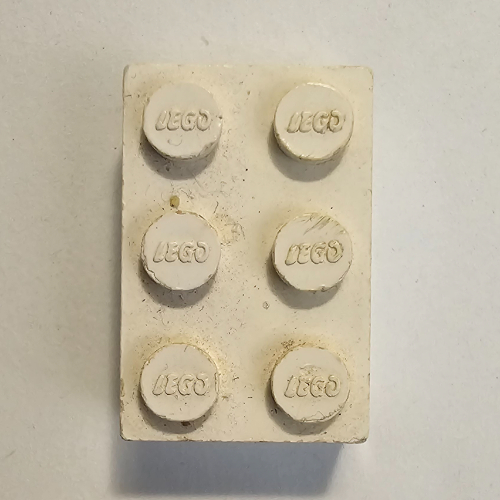 Lego Brick 2 x 3 without Cross Supports and Old Logo on Studs / White
