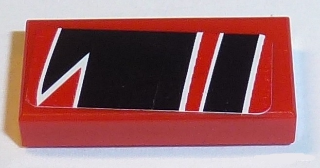 Lego Tile 1 x 2 with Black Togokahn Pattern, Model Front Right Side (Sticker) - Set 8159