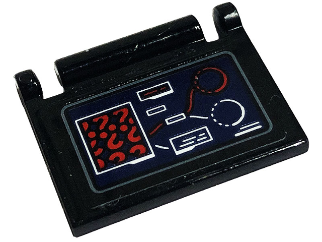 Lego Minifigure, Utensil Book Cover with Red Question Marks and Circles on Display Screen Pattern (Sticker) - Set 76183