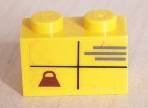 Lego Brick 1 x 2 with Parcel with Weight Pattern (Sticker) - Set 2150 / Yellow