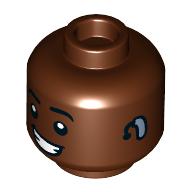 Lego Minifig Head, Big Crooked Smile, Sand Blue Hearing Aid print