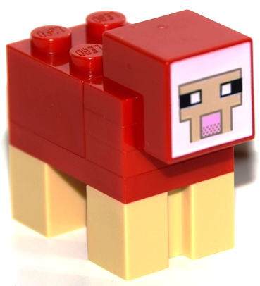 Lego Minecraft Sheep, Red - Brick Built