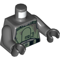 Lego Torso Armor, Sand Green Chestplate, Belt Print (Han Solo), Dark Bluish Gray Arms, Black Hands / Dark Bluish Gray