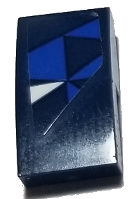 Lego Slope, Curved 2 x 1 x 2/3 with Blue and White Triangles on Dark Blue Background Pattern Model Left Side (Sticker) - Set 75885