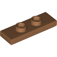 Lego Plate Special 1 x 3 with 2 Studs with Groove and Inside Stud Holder (Jumper) / Medium Nougat