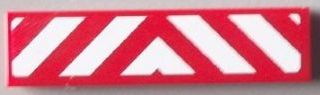 Lego Tile 1 x 4 with White Danger Stripes on Transparent Background Pattern (Sticker) - Set 60002