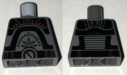 Lego Torso SW Black Armor Plates with Red Button Pattern (Inquisitor Fifth Brother) / Dark Bluish Gray