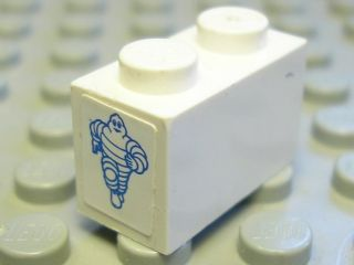 Lego Brick 1 x 2 with Michelin Man Pattern on Both Ends (Stickers) - Set 8374