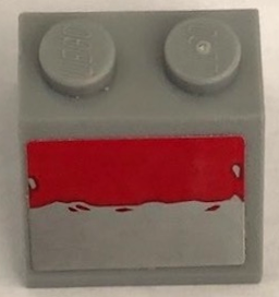 Lego Slope 45 2 x 2 with Red and Silver Stripes Pattern (Sticker) - Set 75973 / Light Bluish Gray