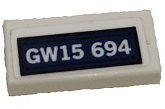 Lego Tile 1 x 2 with 'GW15 694' Pattern (Sticker) - Set 76131
