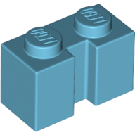 Lego Brick Special 1 x 2 with Groove / Medium Azure