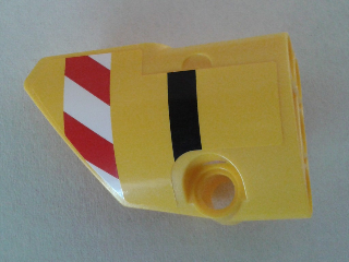 Lego Technic, Panel Fairing # 1 Small Smooth Short, Side A with Red and White Danger Stripes and Black Stripe Pattern (Sticker) - Set 8053