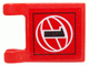 Lego Flag 2 x 2 Square with Flat Edge with Black Number 1 and White Wire Frame Basketball on Red Background Pattern (Sticker) - Sets 3432 / 3433