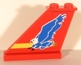 Lego Tail 4 x 1 x 3 with Blue Eagle and Yellow Stripe Pattern on Both Sides (Stickers) - Sets 8429 / 8812