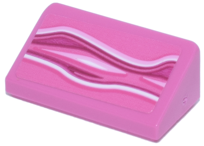 Lego Slope 30 1 x 2 x 2/3 with White, Magenta and Bright Pink Wavy Lines Pattern Model Left Side (Sticker) - Set 77241