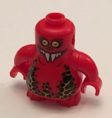 Lego Body, Nexo Knights Scurrier with Red Arms with Bright Light Orange Eyes and Closed Mouth Smile with 6 Sharp White Teeth Pattern