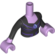 Lego Minidoll Torso Woman with Black Bodice Top with Shiny Blue Eclipse and Dark Purple Lines Print, Lavender Arms with Hands with Black Sleeves Print (Eclipso) / Lavender