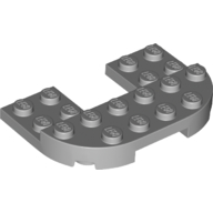 Lego Plate Round Corners Double 4 x 6 with 2 x 2 Cutout and 2 x 6 Raised Studs / Light Bluish Gray