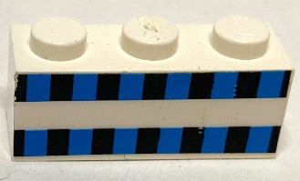 Lego Brick 1 x 3 with Ferry Squares Light Blue and Black in 2 Lines Pattern (Sticker) - Set 1554