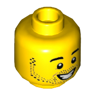 Lego Minifig Head, Beard Stubble, Smiling with Teeth / Neutral / Yellow